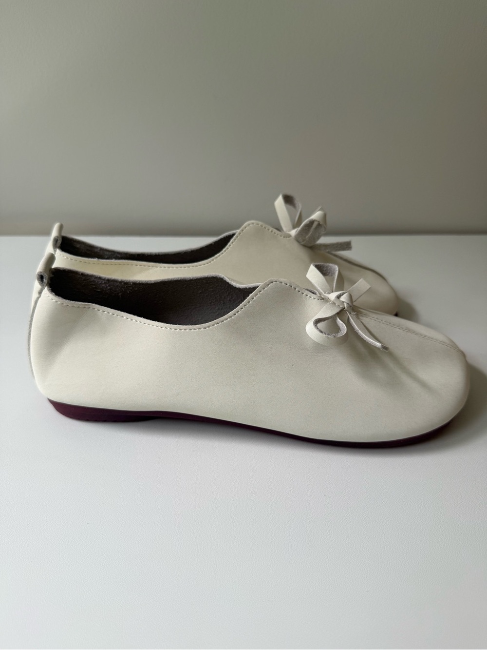 Women's Cream Ballet Flat with Bow